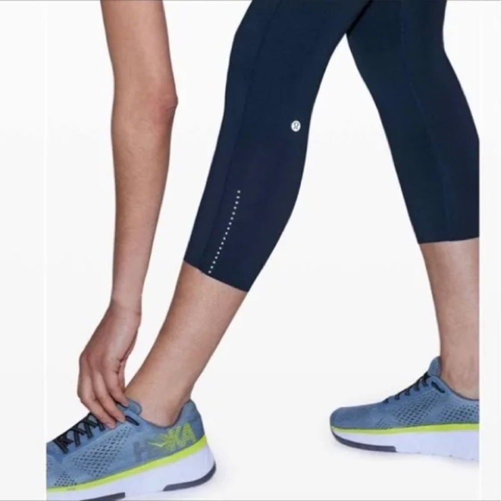 Lululemon run fast and free high rise crop leggings true navy
